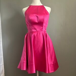Elegant Pink Halter Dress